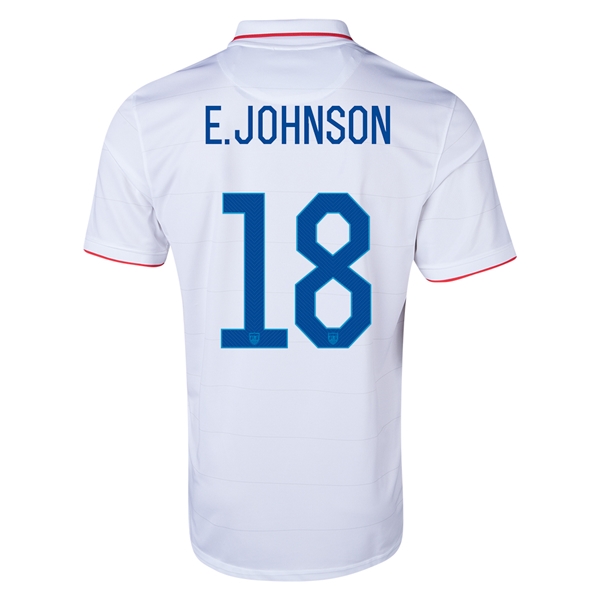 2014 USA #18 E. JOHNSON Home White Soccer Jersey Shirt