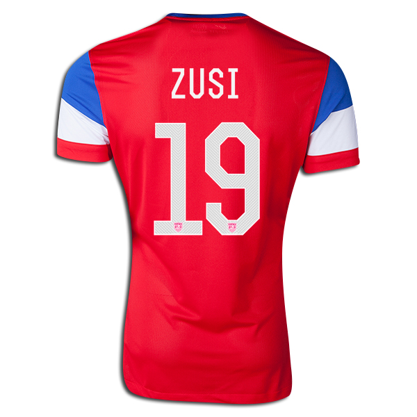 2014 USA #19 ZUSI Away White Soccer Jersey Shirt