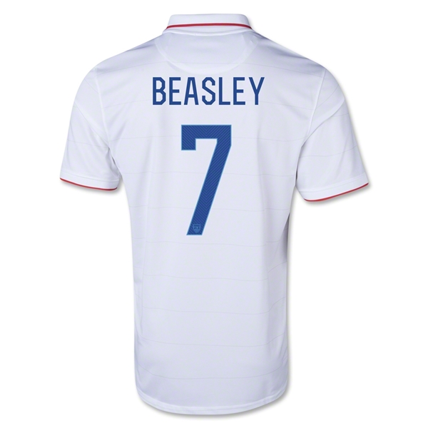 2014 USA #7 BEASLEY Home White Soccer Jersey Shirt